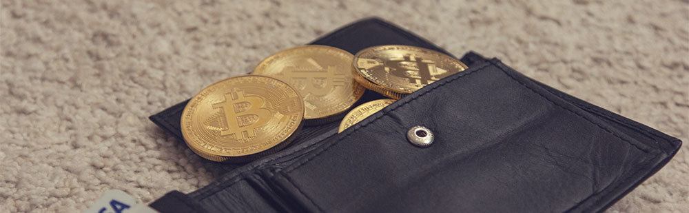 black wallet with bitcoin