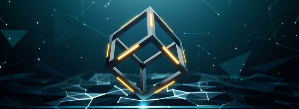 3d illustration block in blockchain