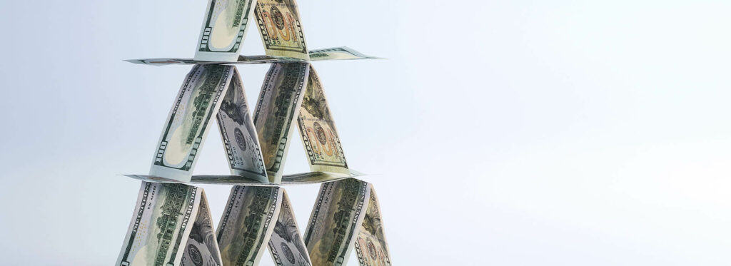 dollar bills pyramid