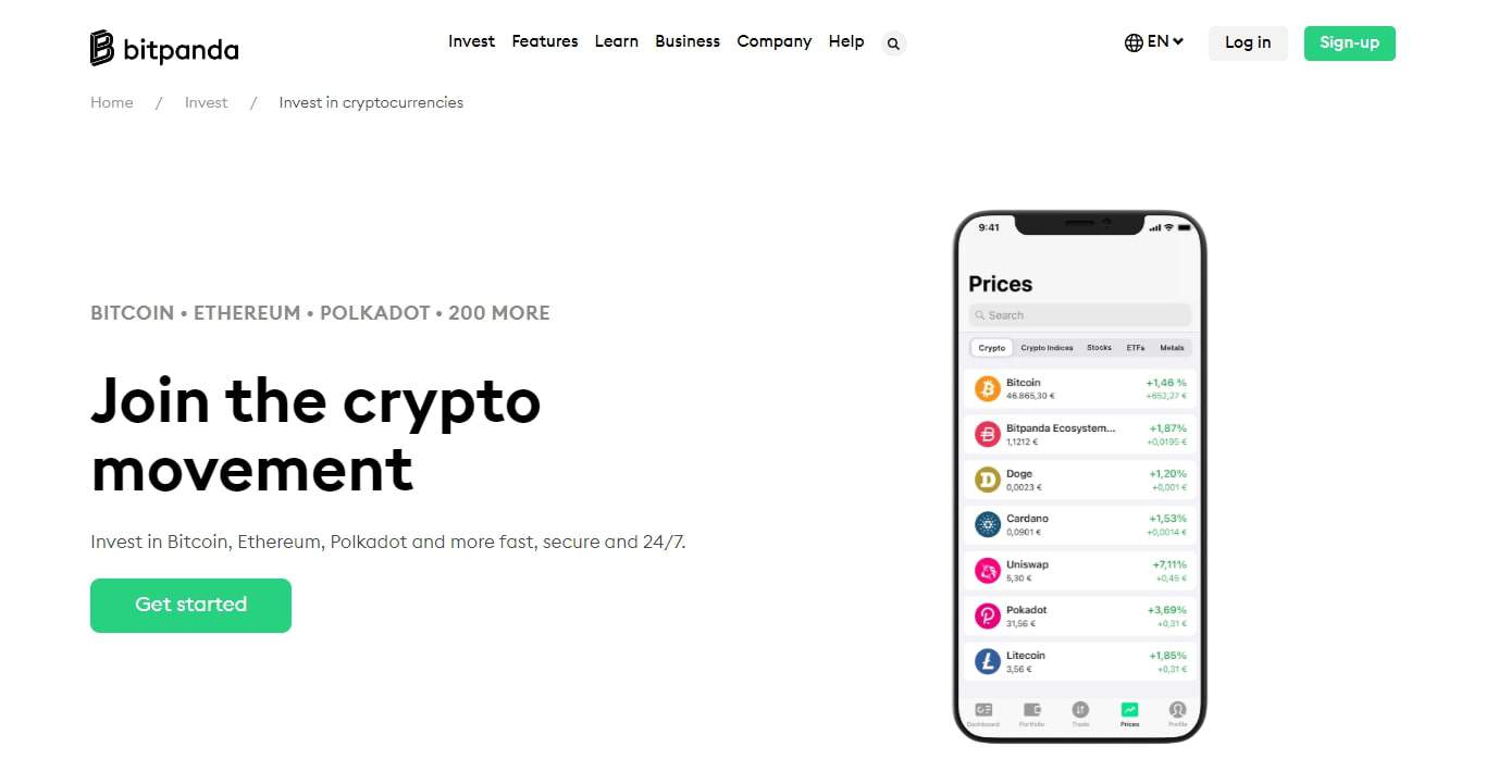 Bitpanda homepage