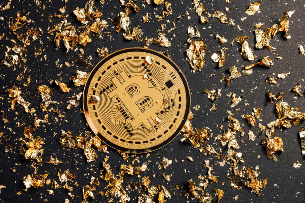 Bitcoin with gold dust