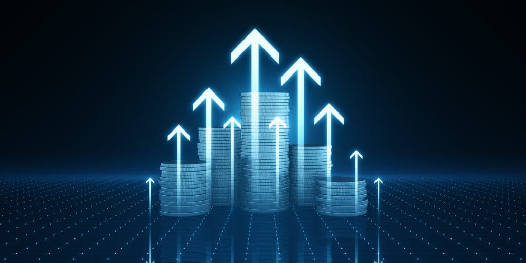 Investment concept Coins graph