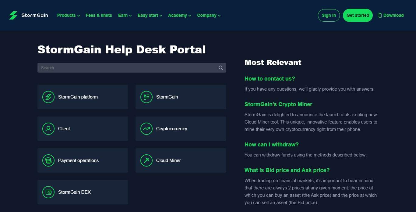 StormGain support