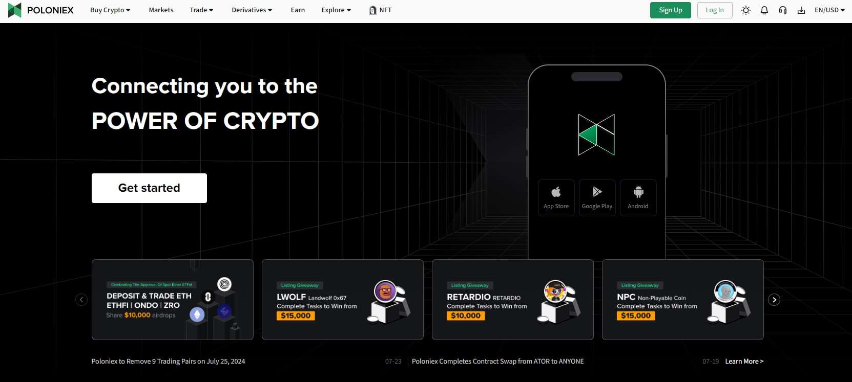 Poloniex homepage