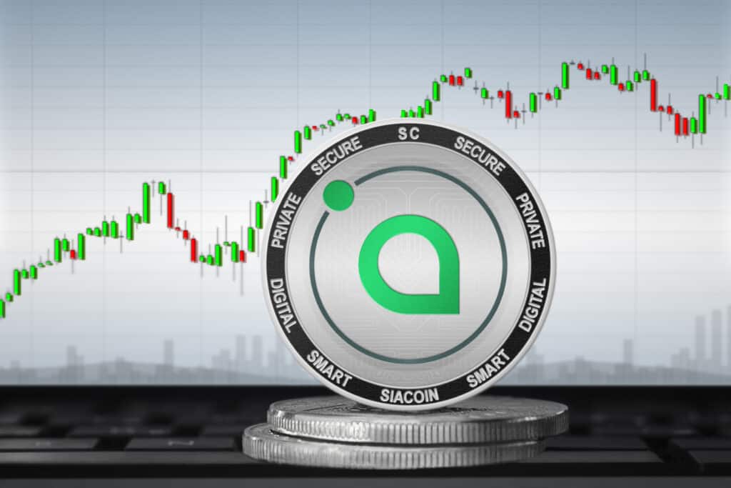 Siacoin cryptocurrency with chart background
