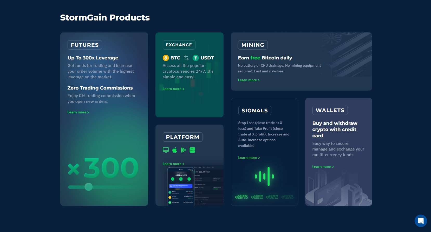 StormGain features