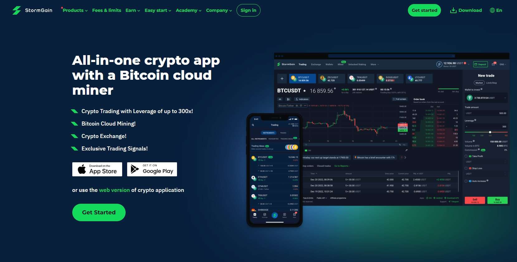 StormGain homepage