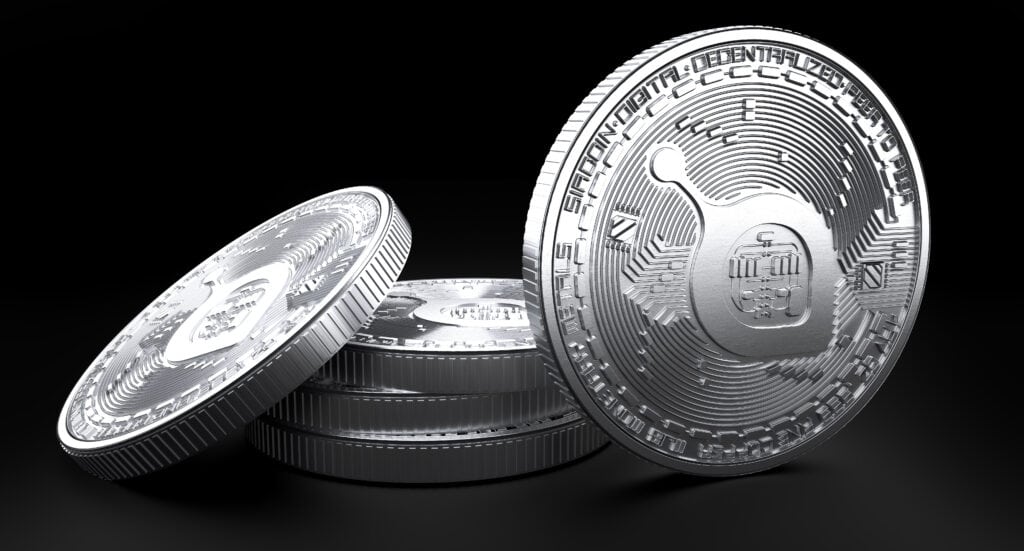 Silver Siacoin dark background