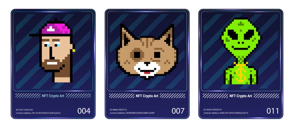 Pixel arts NFT in card collection