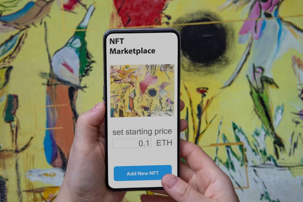 Concept of buying art from NFT marketplace