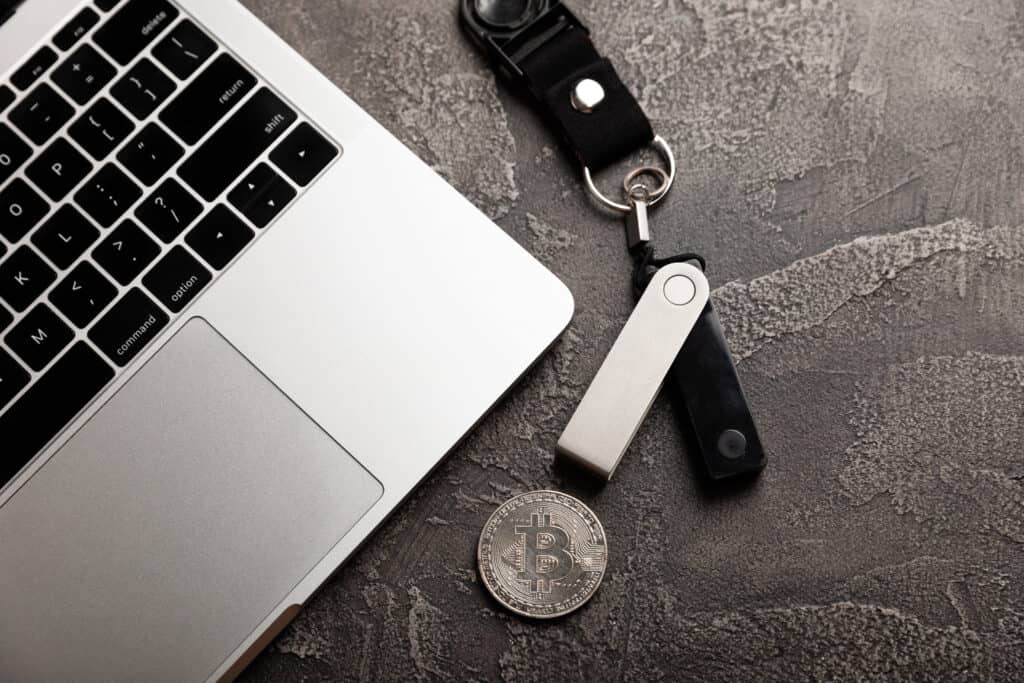 Cryptocurrency hardware cold wallet with bitcoin
