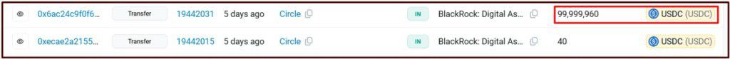 100M USDC transaction
