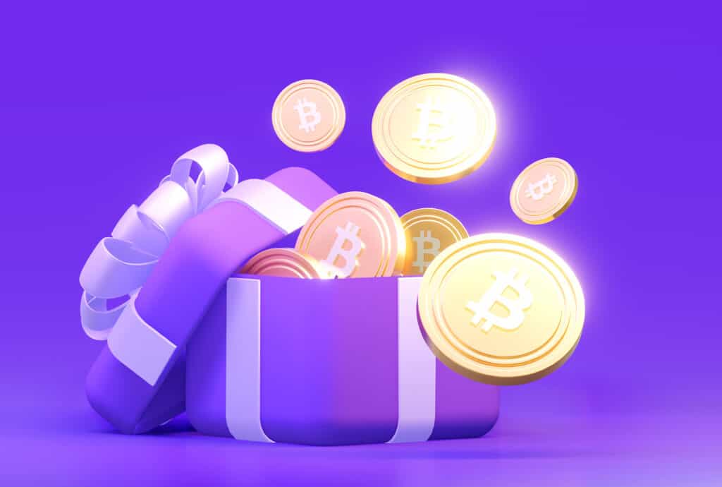 3d Airdrop gift with gold coins.