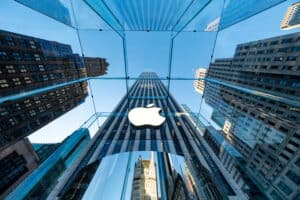 Entrance of the Apple Store Fifth Avenue on September 26, 2019 in New York City, USA