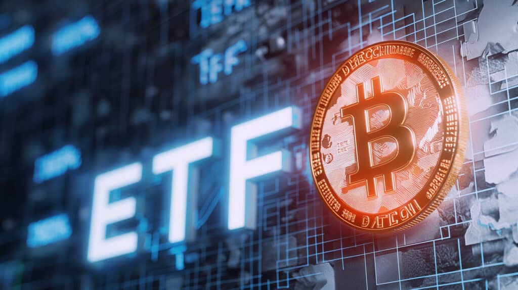 Novel Bitcoin ETF: Modern Digital Investment Strategy in Financial Markets, Cryptocurrency ETF Focus, Prominent Bitcoin Symbol in Finance World