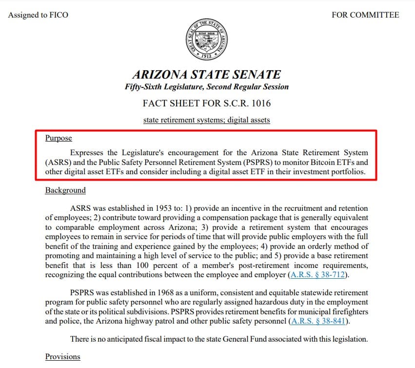 Arizona state senate fact sheet