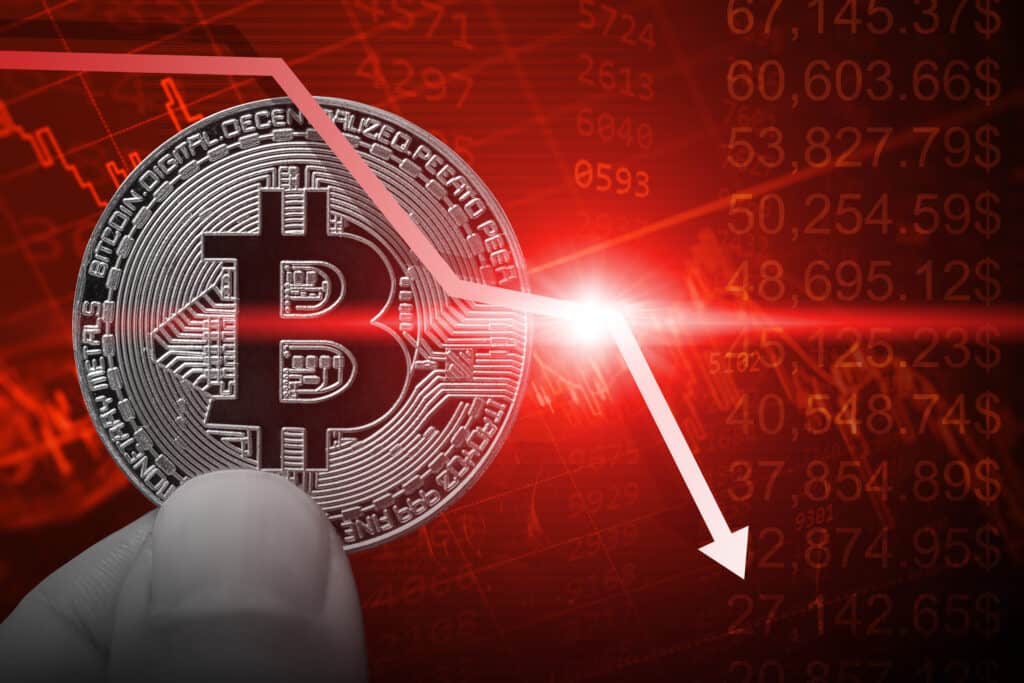 Crypto selling price collapse concept