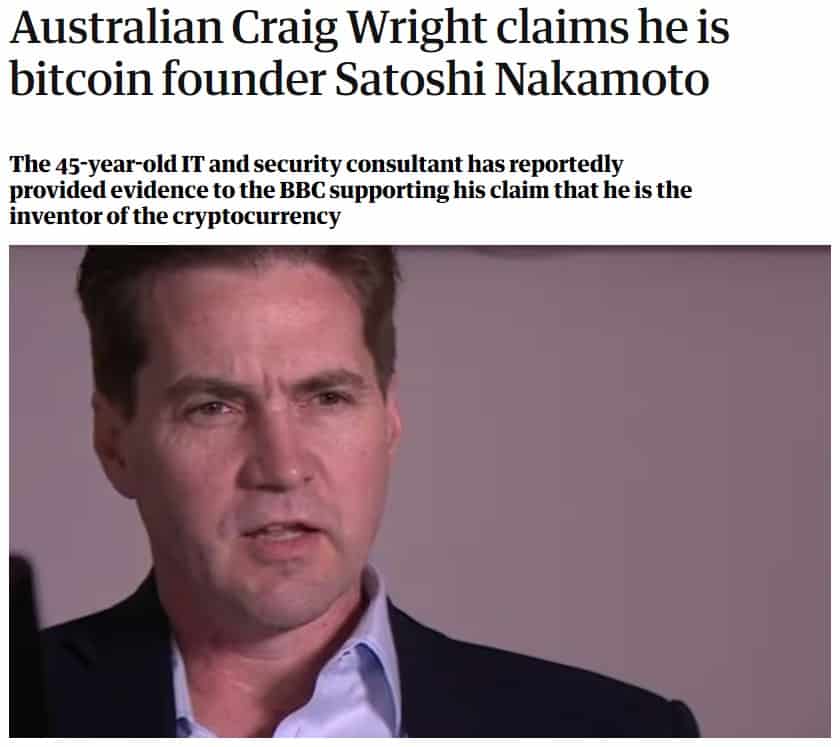 Craig Wright claimed he's Nakomoto in 2016