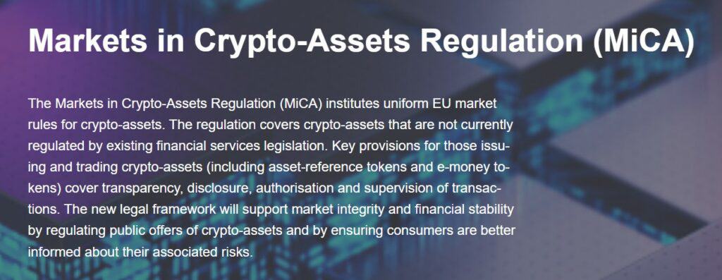 Esma site on MiCa