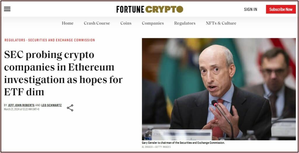 SEC probing ETH