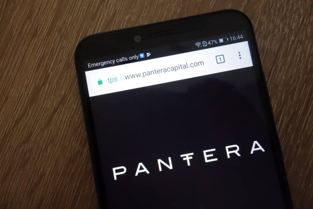 Pantera Capital website displayed on a modern smartphone.