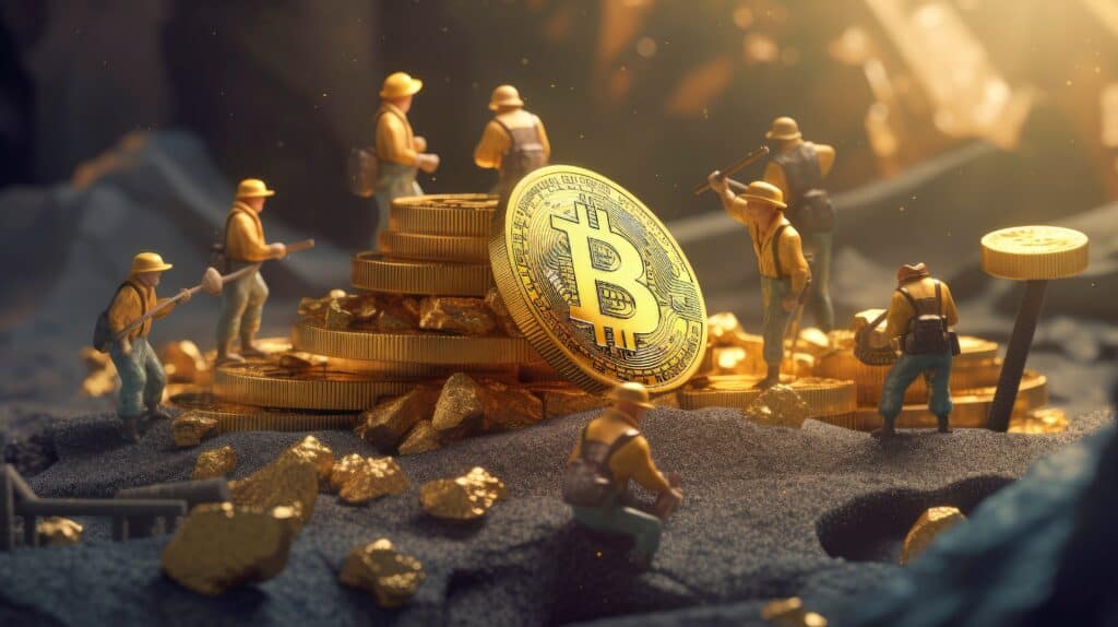 bitcoin mining concept illustration created with generative AI