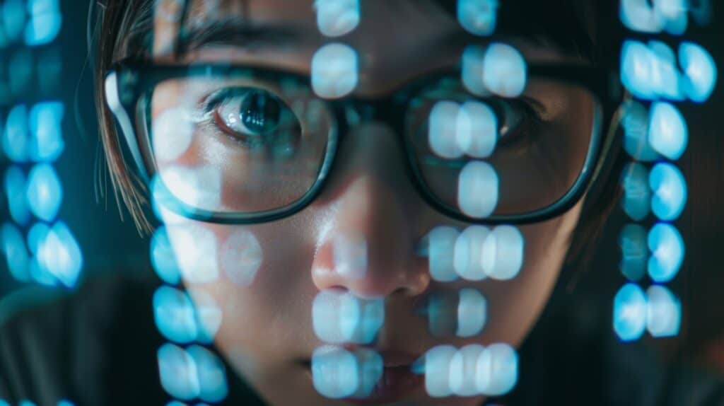 A person staring intently at a seemingly random series of letters and numbers using their knowledge of cryptography to try and make sense of the code