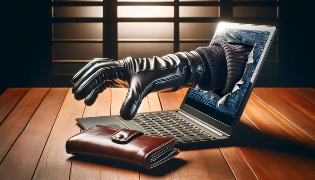 Computer theft by a hacker ideal image to illustrate an article or blog on computer security and data theft