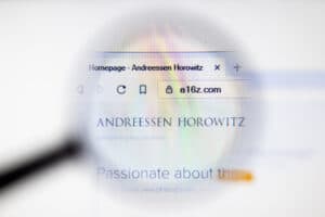 Andreessen Horowitz website logo on homepage.