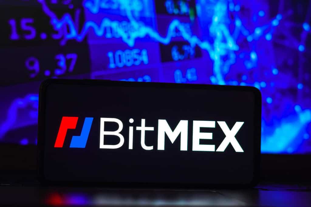 BitMEX logo seen displayed on a smartphone.
