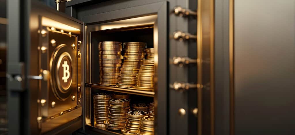 Safe deposit of gold from cryptocurrency assets with a copy