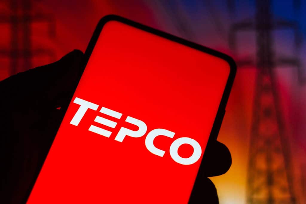 Tokyo Electric Power Company (TEPCO) logo seen displayed on a smartphone.