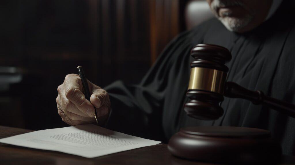 Judge Pronouncing Sentence in a Court of Law